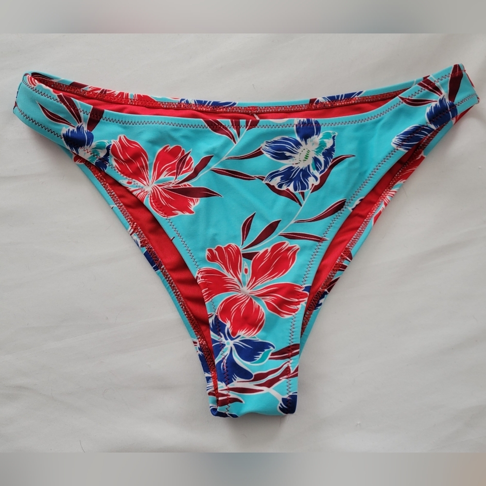 Cupshe Blue Tropical Bikini Swim Bottoms